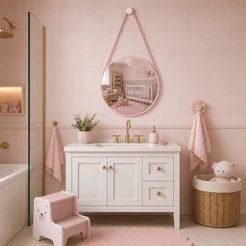 Espelho de Parede Redondo 40cm com Alça Adnet Escandinavo Decorativo Sala e Banheiro