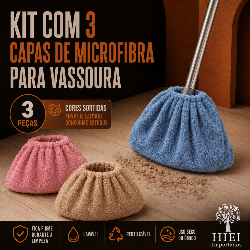 Kit 3 Capas Vassoura Pano De Chão Multiuso Reutilizável Cores aleatória
