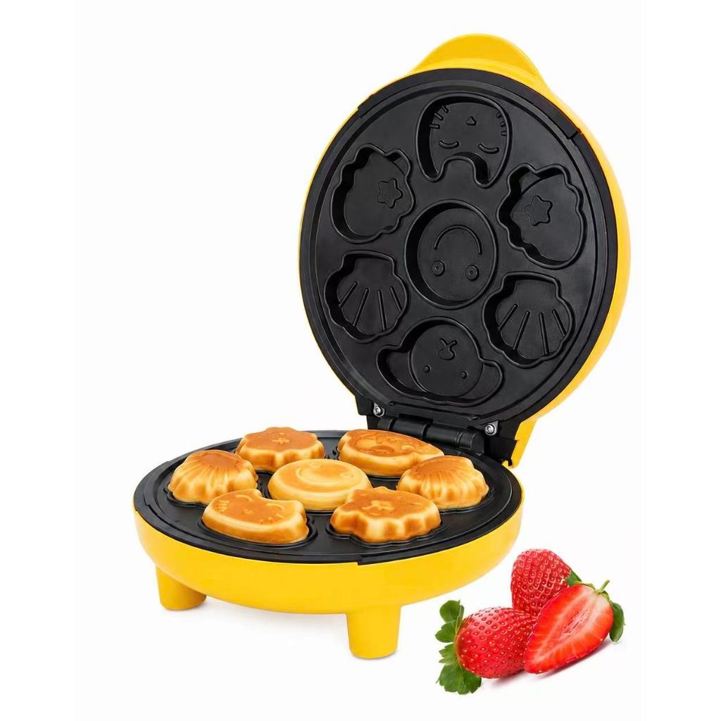 Maquina Mini Cake De Fazer Bolinhos Waffles Cor Amarelo 110V-220V