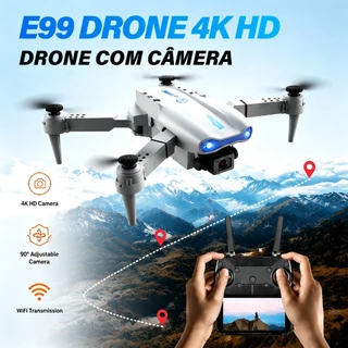 Drone E99 Dobrável Câmera 4K HD Lente Grande Angular WiFi FPV Altitude Hold Voo Estável Quadcopter P