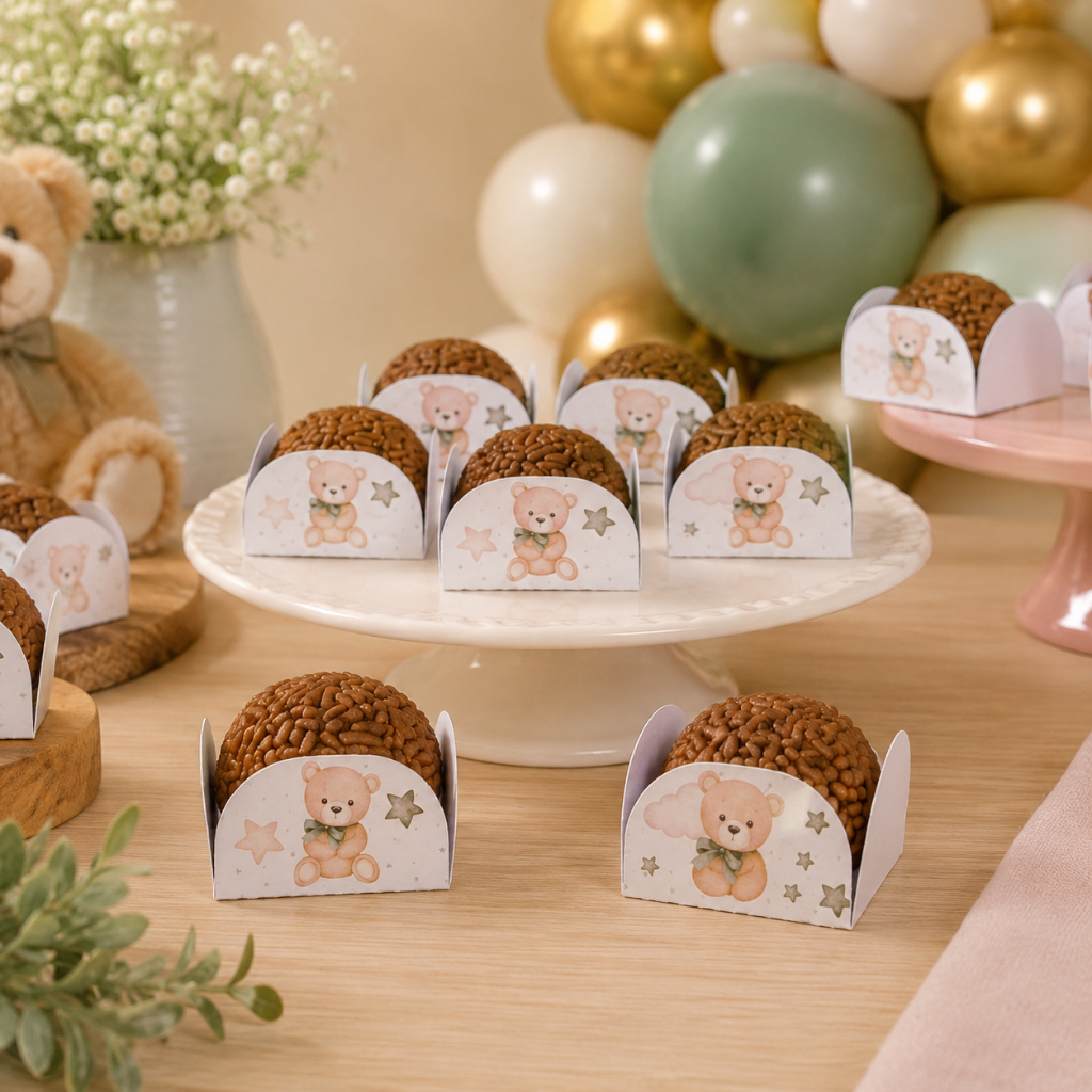 ENVIO RAPIDO - Forminhas para Doces Brigadeiro Ursinho | Forminha para Festa Infantil Chá de Bebê