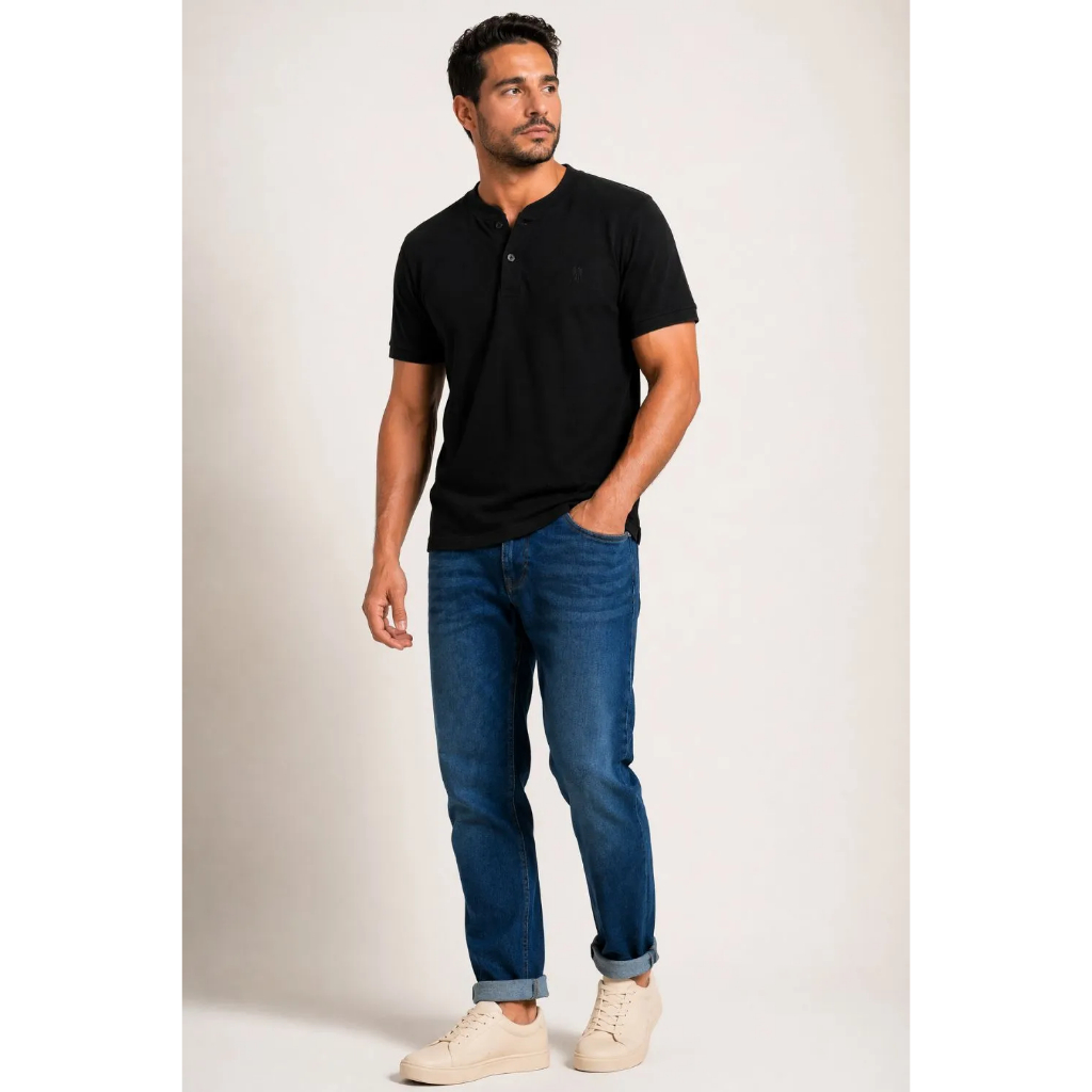 Polo Masculina Gola Portuguesa Polo Wear Preto