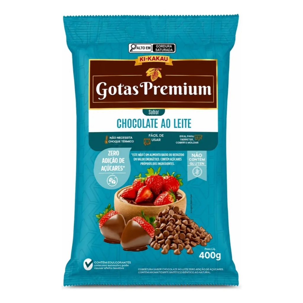 Chocolate Gotas Zero Açúcar Premium 400g Para Confeitaria