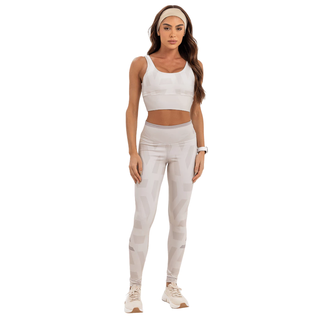 Conjunto Fitness Bege Estampa Digital Desert Lines Zero Transparência Academia Treino — imagem 1