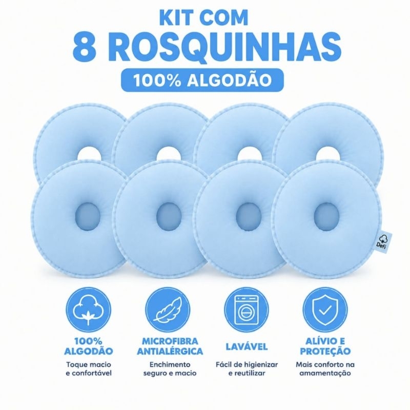Kit 8 Rosquinhas de Amamentação | Protetor de Seios 100% Algodão Lavável e Antialérgico