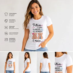 Camiseta Chá Revelação Titia Guardiã do Segredo Personalizada Baby Look