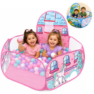 Piscina De Bolinhas Infantil Cercadinho Bebe Desmontável Com Cesta Basquete