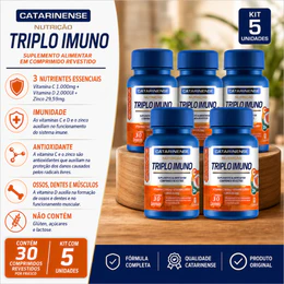 Triplo Imuno Catarinense Vitamina C 1000mg D 2000UI Zinco 30 Comprimidos