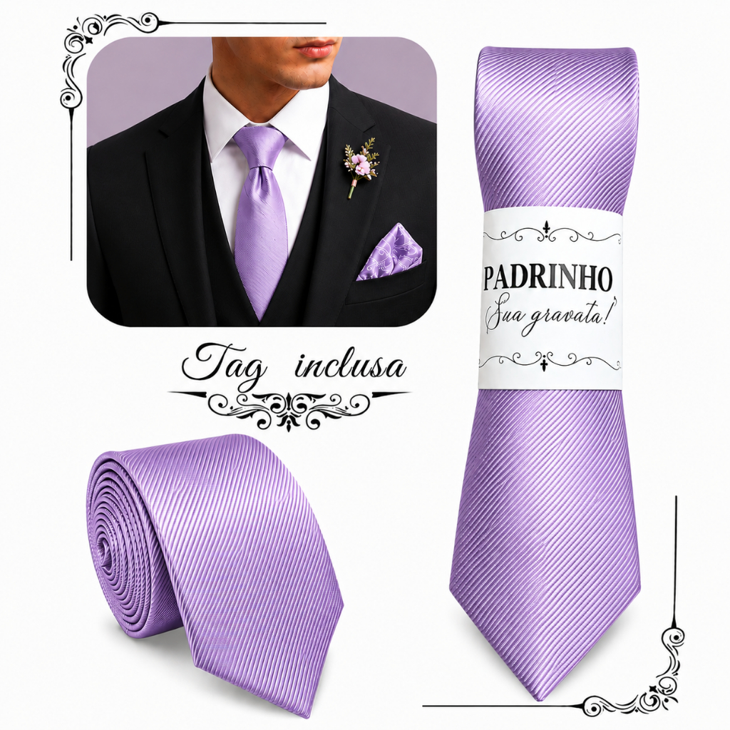 Gravatas lilás  para Padrinhos Casamento ( 1 a 4 )