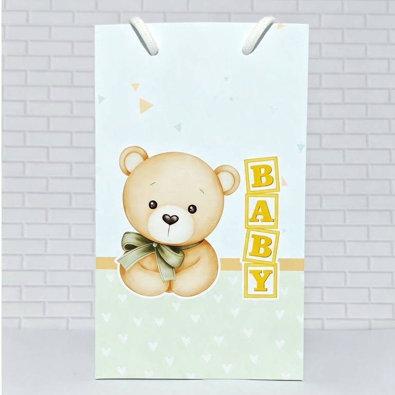 Cha Bebe Verde - Kit Mini Sacolinha Personalizada PEGUE e MONTE/Menino/Sacola/Aniversario/Lembrancinha/Festa