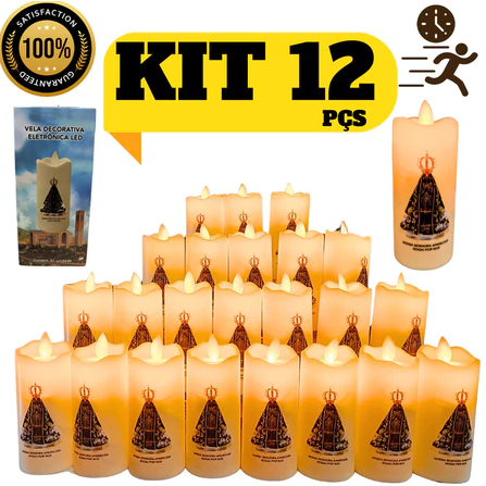 Kit 12 Velas Led Nossa Senhora Aparecida Decorativa Eletrônica LED PILHA GRATIS Atacado