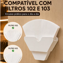 Suporte Filtro de Café 102 103 Sem FuroOrganizador de Porta Filtros Coadores de Papel Parede Cozinha