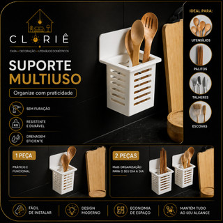 Organizador Multiuso de Parede Adesivo  Porta Talheres, Utensílios e Pincéis Resistente