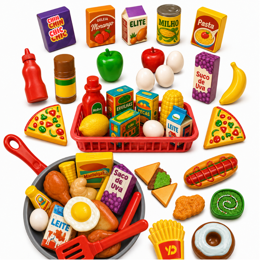 Kit Mini Mercadinho Mercado Cozinha Infantil Comidinhas Brinquedo Infantil Presente Crianças Menina Interativo