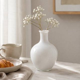 Vaso de Vidro Branco Decorativo 11cm para Flores Sala Aparador Mesa Centro