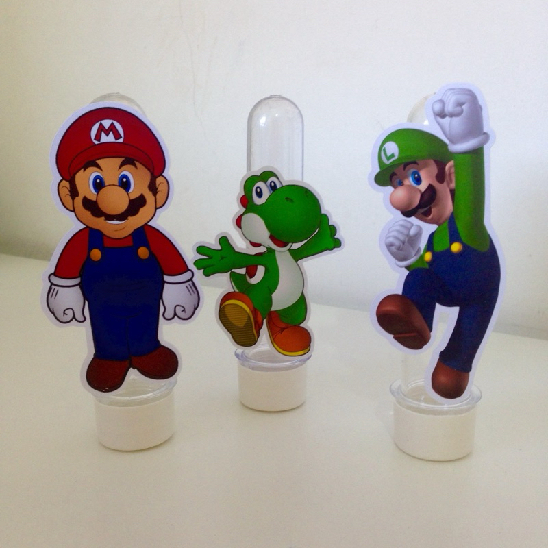 Tubete Mario - Lembrancinha Mario Brós- Decoração Mario - Mesa - Luigi - Yoshi