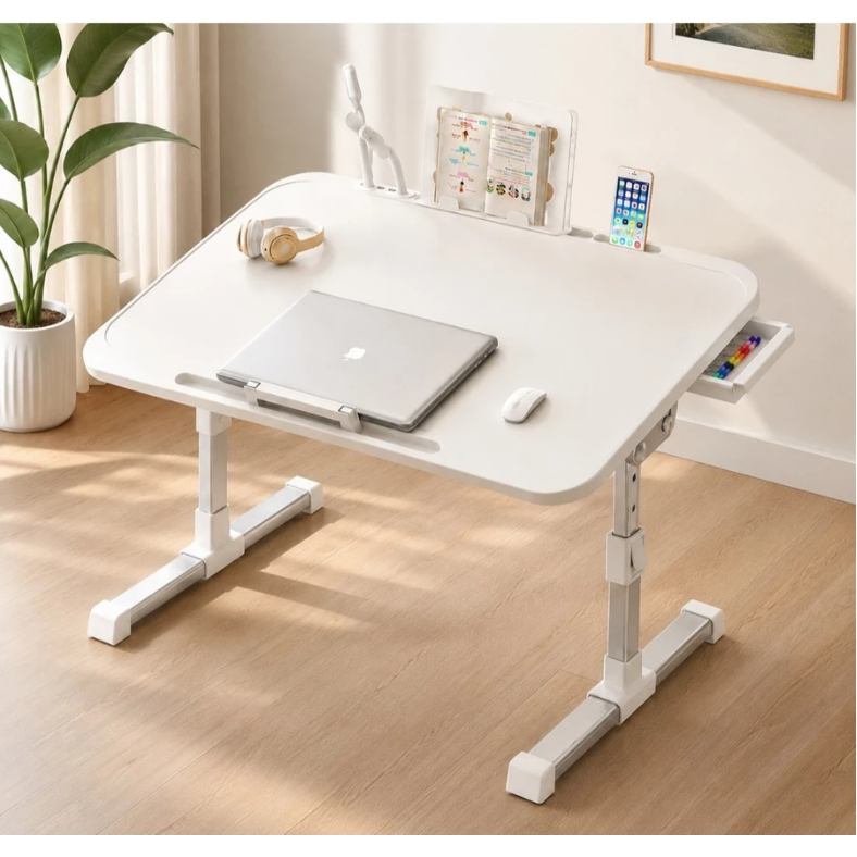 Mesa Para Notebook Dobrável Regulável Com Gaveta Multifuncional com Altura Ajustável