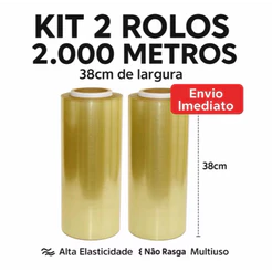 Rolo Bobina Plastico Filme Pvc Esticavel Resistente 38cm X 1000m