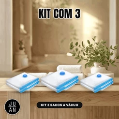 KIT 3 Saco 50x60cm a Vácuo Plástico Transparente – Armazenamento Compacto para Roupas e Cobertores