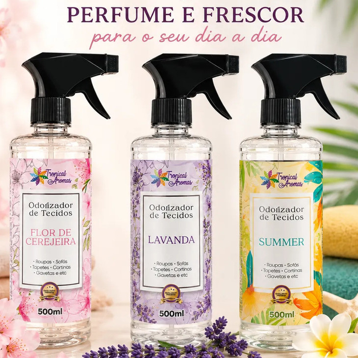 Kit 3 Aromatizador De Roupas E Tecidos Cama Mesa Banho 500ml