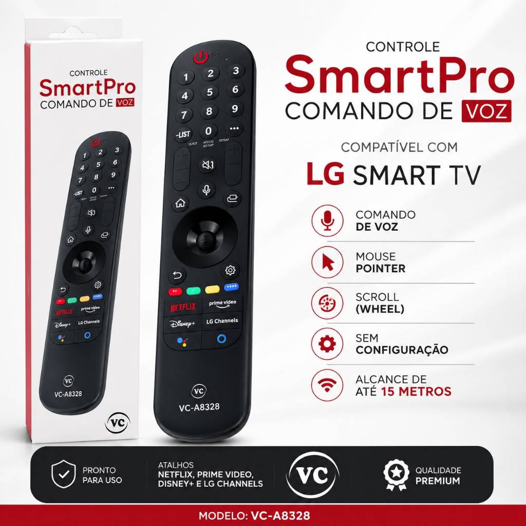 Controle Remoto + LG + Magic + Voz + Mouse + Smart TV + Pointer + Comando de Voz
