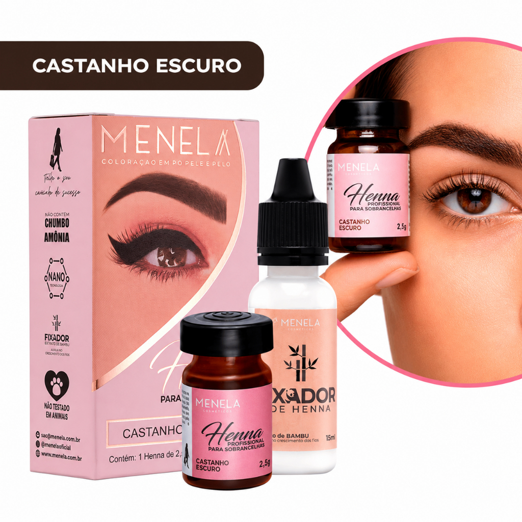 Henna Sobrancelha Profissional Menela Castanho Escuro 2,5g