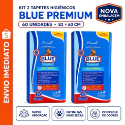 Tapete Higiênico Pet Blue Premium 82x60cm Ultra Absorção, Antivazamento, Antiodor, Maior Utilidade