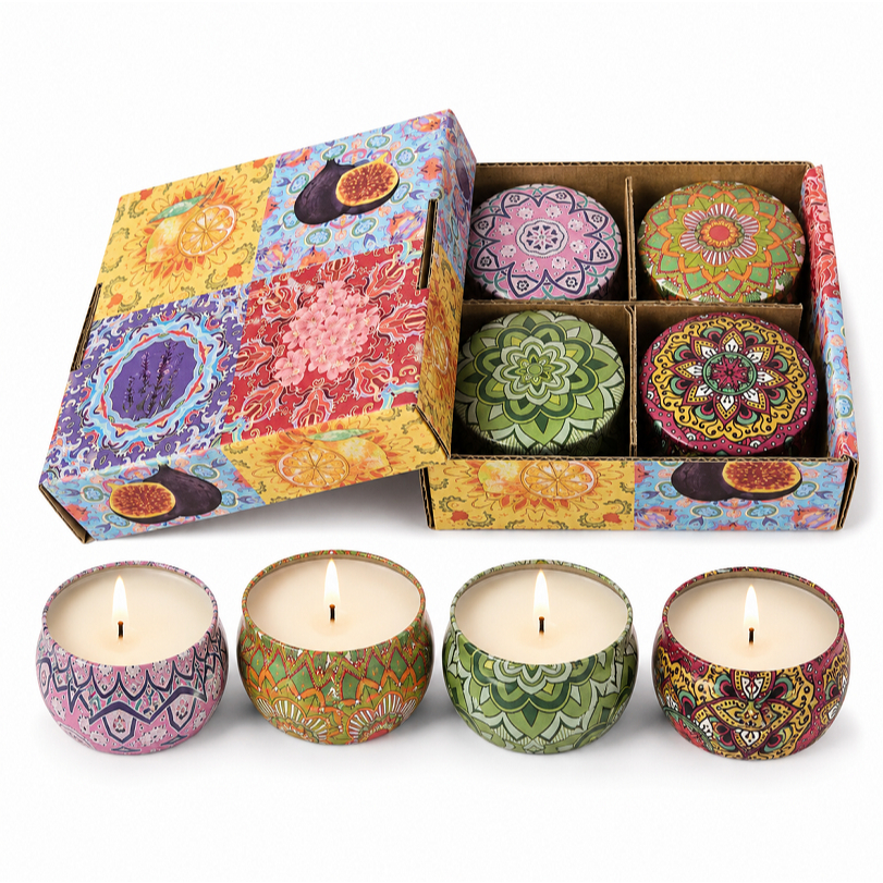 Velas Aromaticas Perfumadas Decorativas Kit 4 Aromas Premium