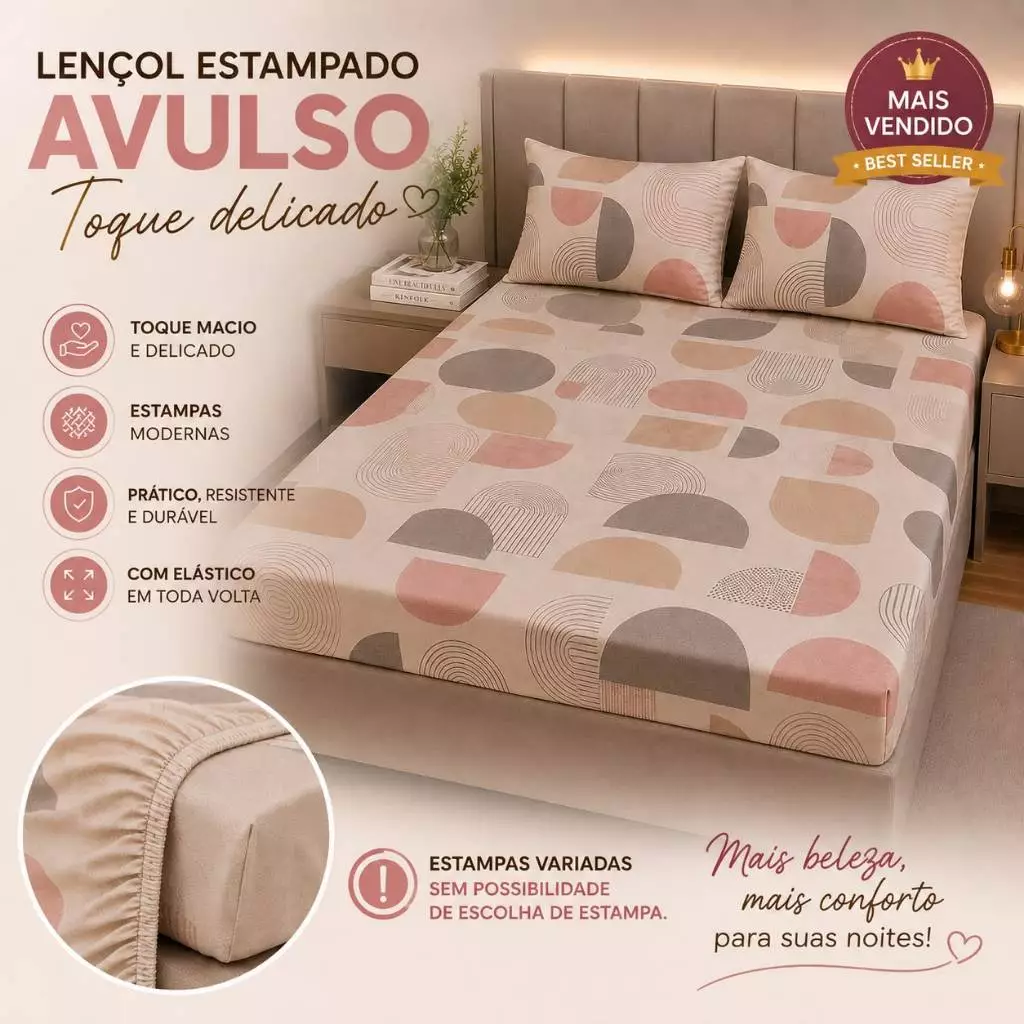 Lençol Estampado Avulso Toque Delicado Com Elástico Em Toda Volta — imagem 1