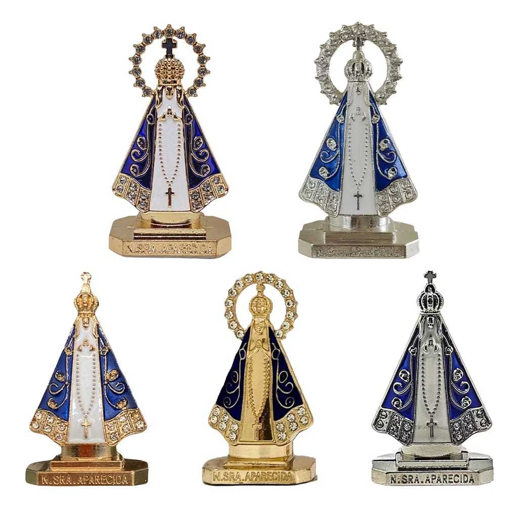Kit Imagem Nossa Senhora Aparecida  em Metal 5,5cm Atacado Decoração par automóvel