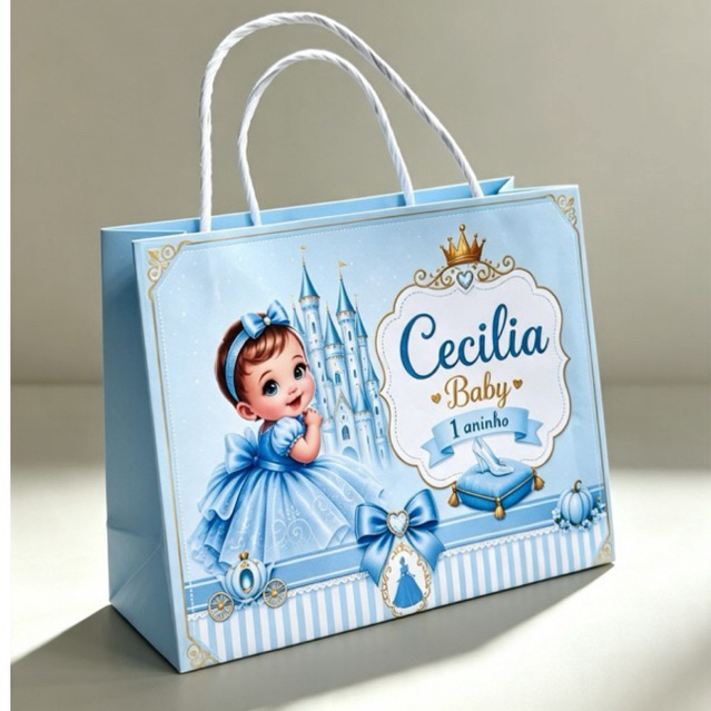 Kit Sacolinhas Personalizadas Festa Baby Cinderela Aniversário infantil