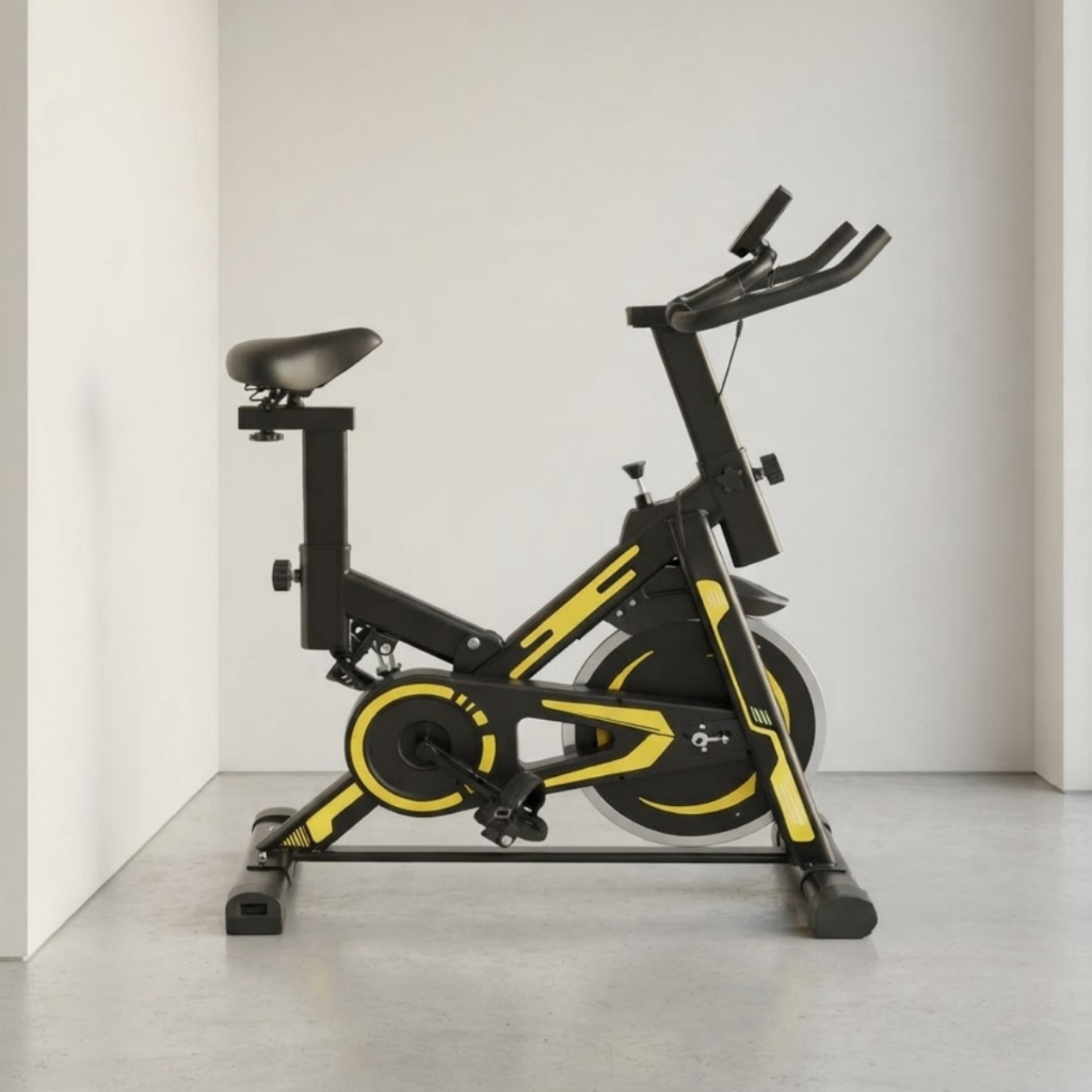 Bicicleta Ergométrica Movick Bike Spinning Silenciosa Magnética 13kg Amarela Treino em Casa profissional até 140Kg