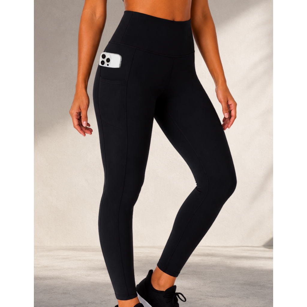 Calça Legging Feminina Fitness Cintura Alta Com Bolso Lateral  Academia  Suplex Premium