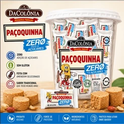 Paçoca Rolha Zero Açúcar Pote com 32 un - 576G - DaColônia