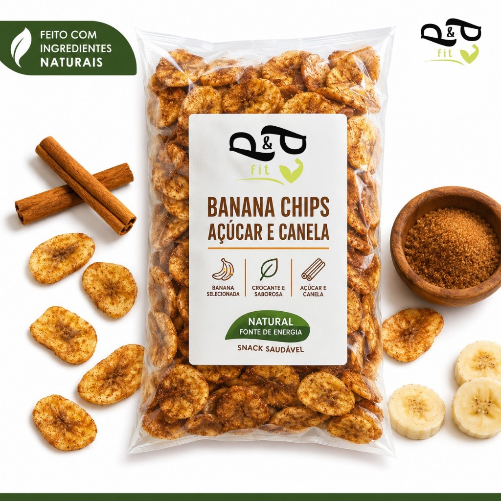 Banana Chips P&P Açúcar e Canela 150g