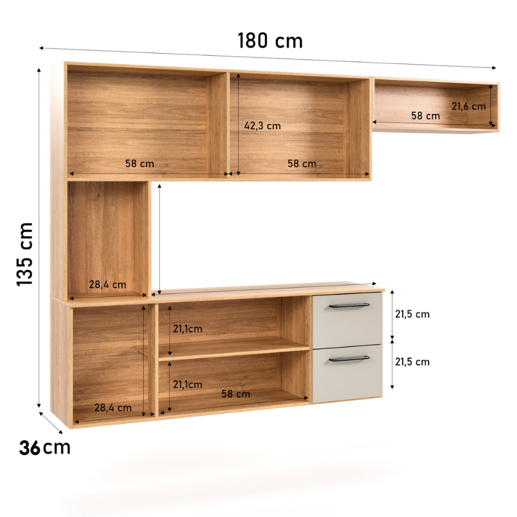 Armário de Cozinha Completo Sala de Jantar 180cm Aereo Com 7 Portas e Gavetas Com Nicho Juliana · foto 2