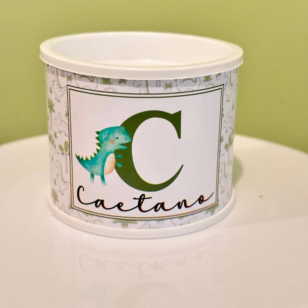 TUBOLATA DINOSSAURO SEM LAÇO -  5X6CM PERSONALIZADA Lembrancinha de maternidade / Chá de bebê / Aniversário