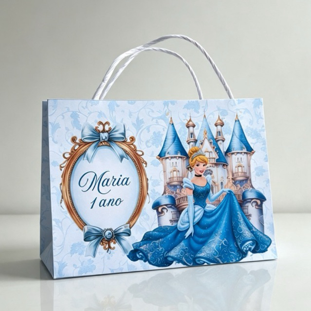 Kit Sacolinhas Personalizadas Festa Cinderela Aniversário infantil