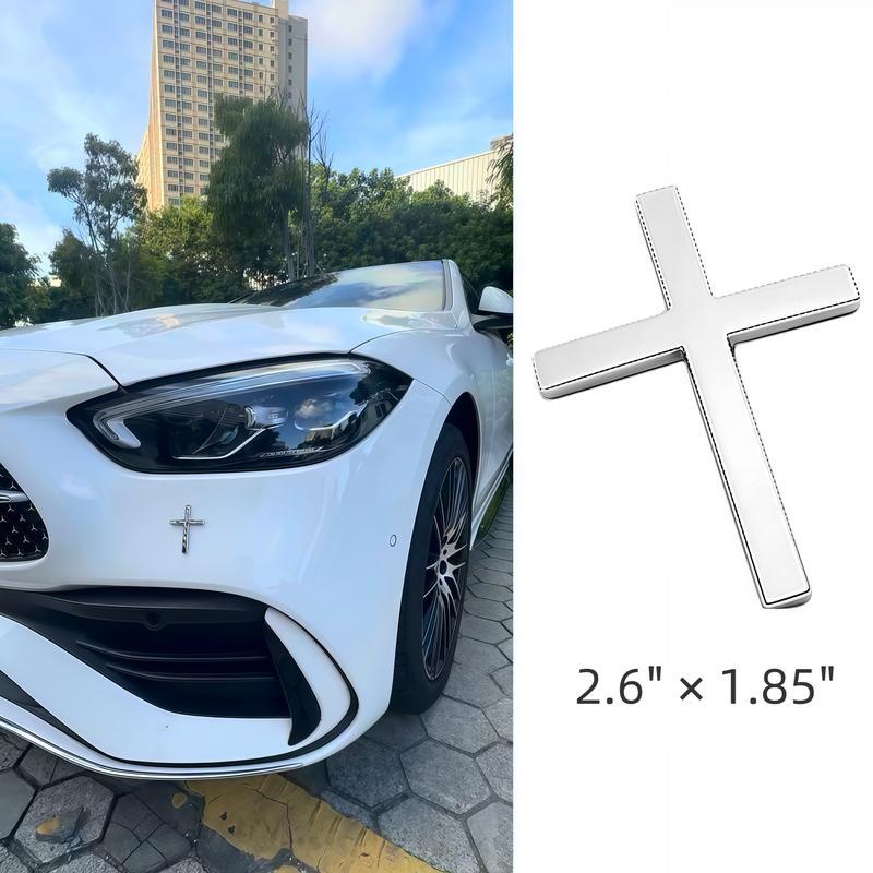 Adesivo de cruz cristã, acabamento cromado, tamanho universal para carros, motos e SUVs, liga de zinco durável, símbolo