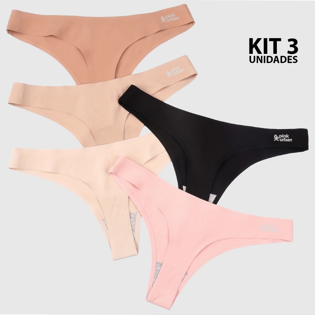 Kit 3 Calcinha Sem Costura Fio Dental Tanga Laser Não Marca Confortável