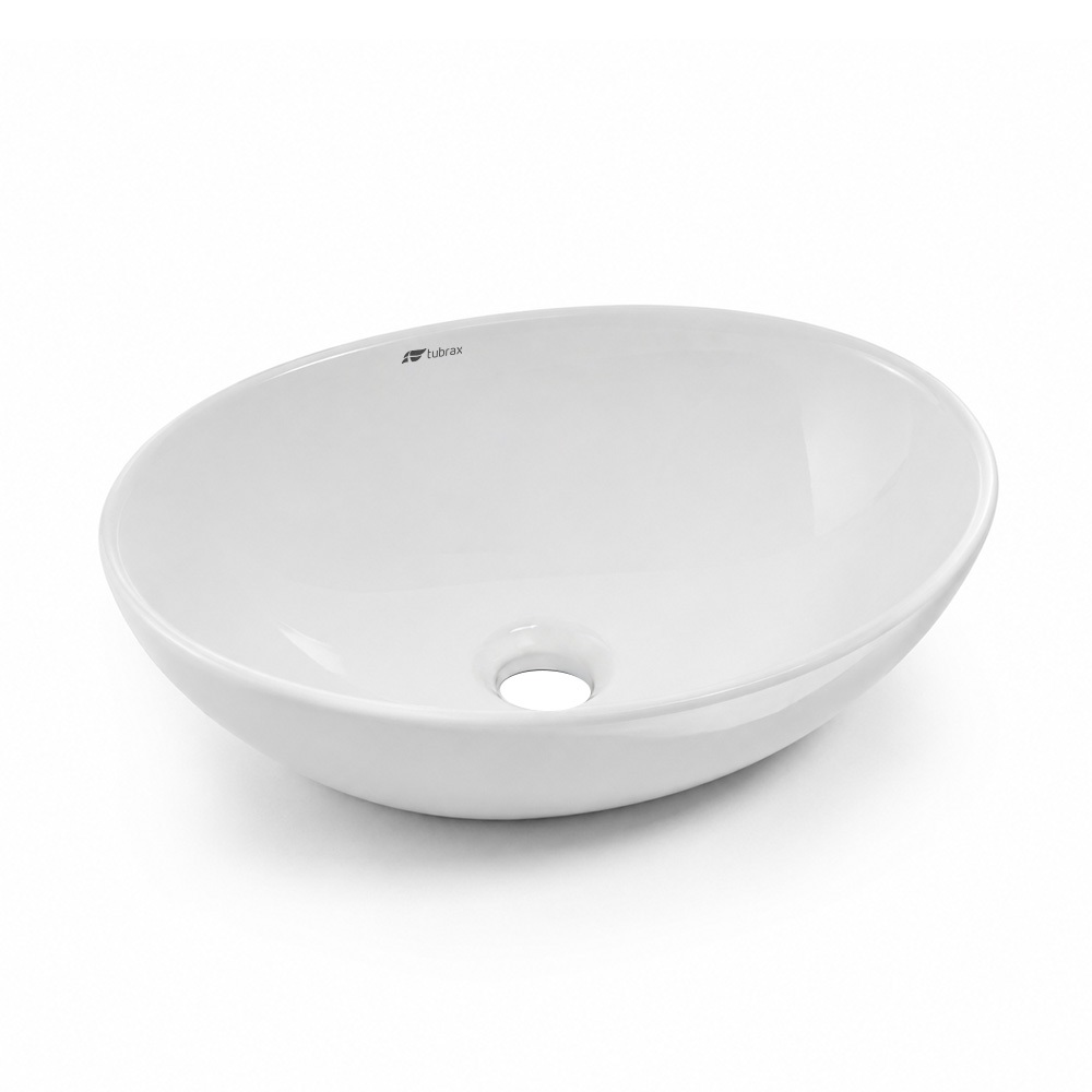 Cuba Banheiro Lavabo Em Louça 41x33 Branca Sobrepor Oval Tubrax - BAB0010