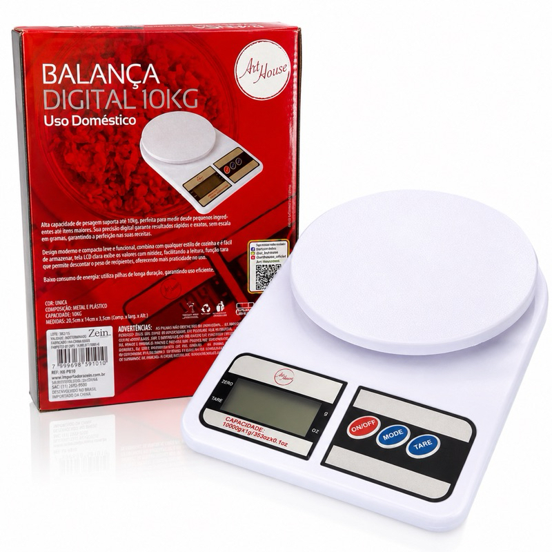 Balança de Cozinha Digital Multifuncional 10kg Aço Inoxidável Display Eletrônica Medição de Alimentos