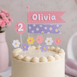 Topo de bolo Jardim Encantado Candy Colors | Decoração para Bolos Margaridas | Festa Personalizada Flores