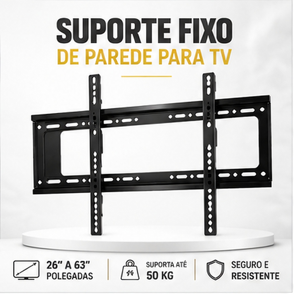 Suporte Para Tv 26 a 63" Fixo Lcd Led Oled Qled Samsung LG Universal de Parede Ultra Slim 26 38 42 50 55 60 75 Polegadas