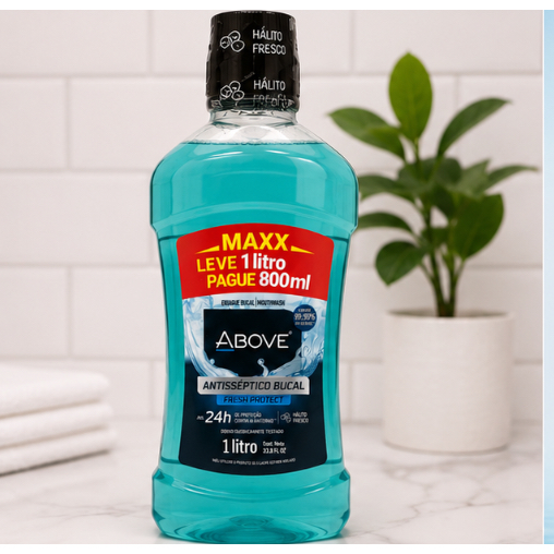 Antisséptico Bucal Above Fresh Protect 1 Litro – Enxaguante Bucal Hálito Fresco