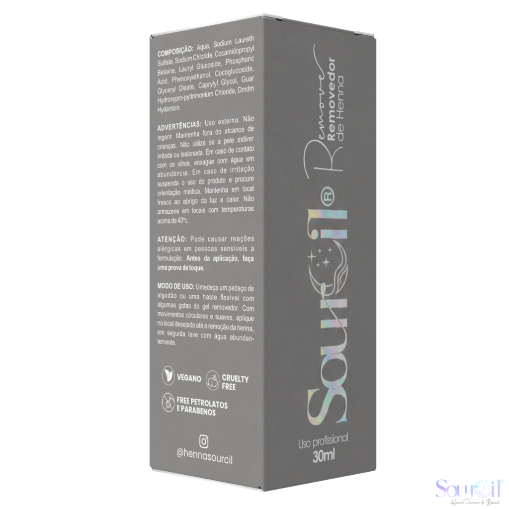 Gel Removedor de Henna Sobrancelhas Sourcil 30 ML