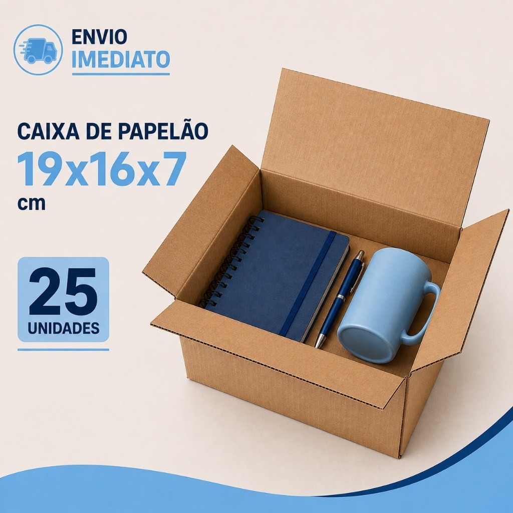 25 Caixas De Papelão Mercado Envios PP 19x16x7 cm