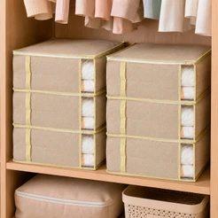 Kit Caixa Organizadora Roupas Calçados Coberta TNT Tampa Zíper Ecológico Saco Armazenamento Multiuso