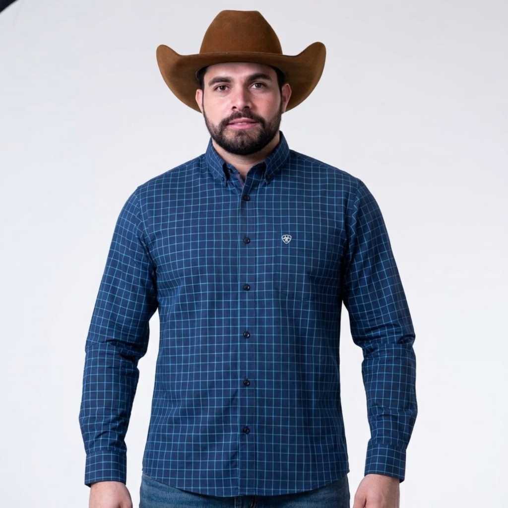 Camisa Masculina Xadrez Country Manga longa Ariat Premium Cowboy Rodeio