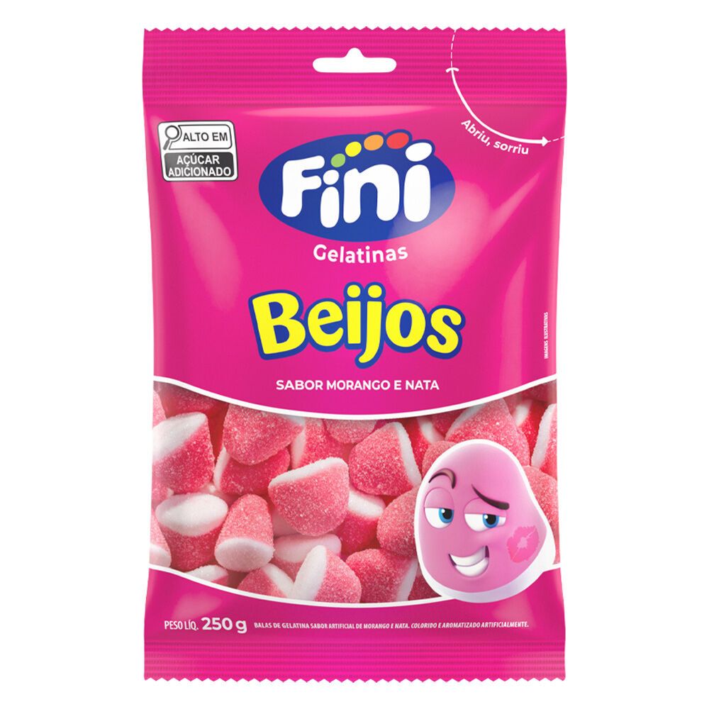 Fini Beijos De Morango 250g Bala de Gelatina